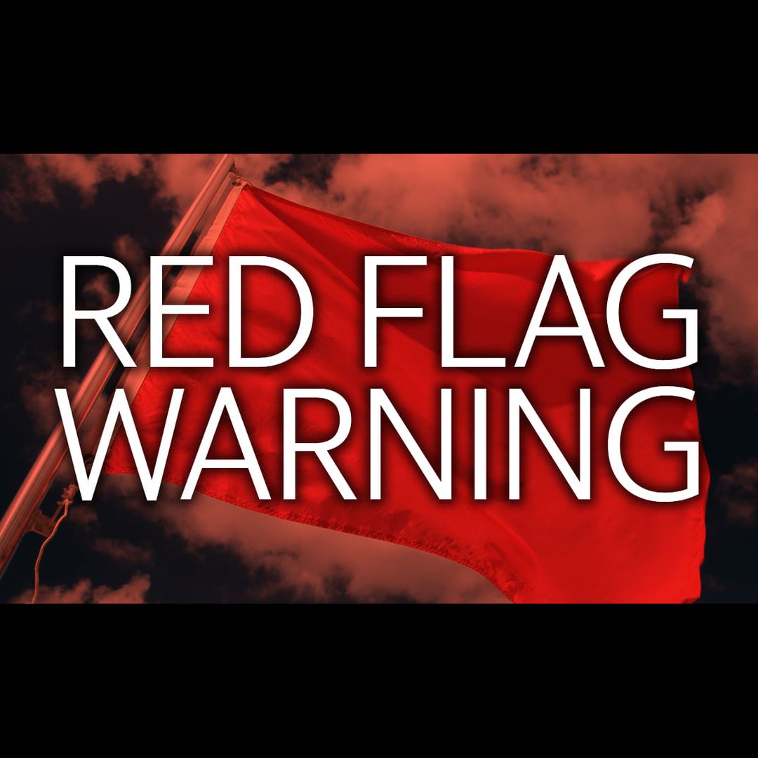 Red Flag Warning Flag with red cloud background