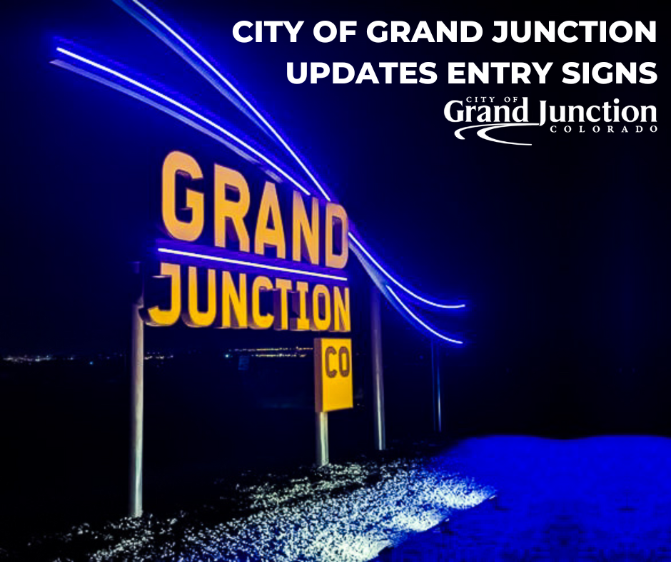 Neon sign lit at night time. Text on graphic.