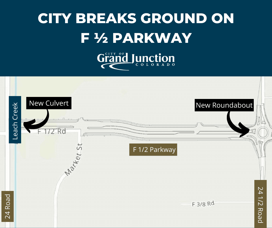 Map of a section of Grand Junction where F 1/2 Parkway will extend 