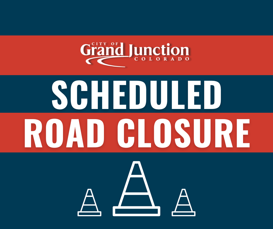 A graphic with blue and red colors indicating a traffic update. 