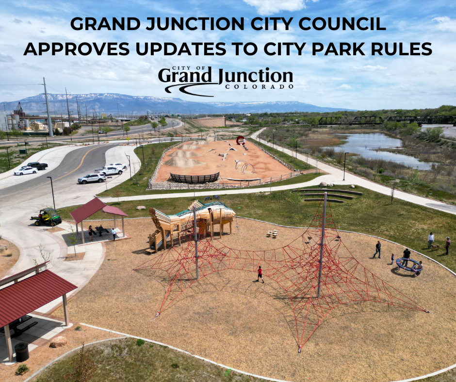 An ariel shot of a playground with a bike track. Text on graphic. 