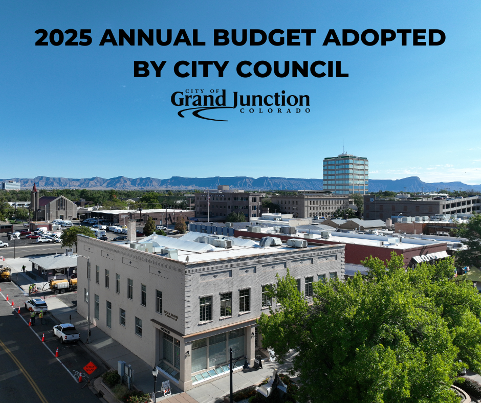 Aerial view of Downtown Grand Junction midday