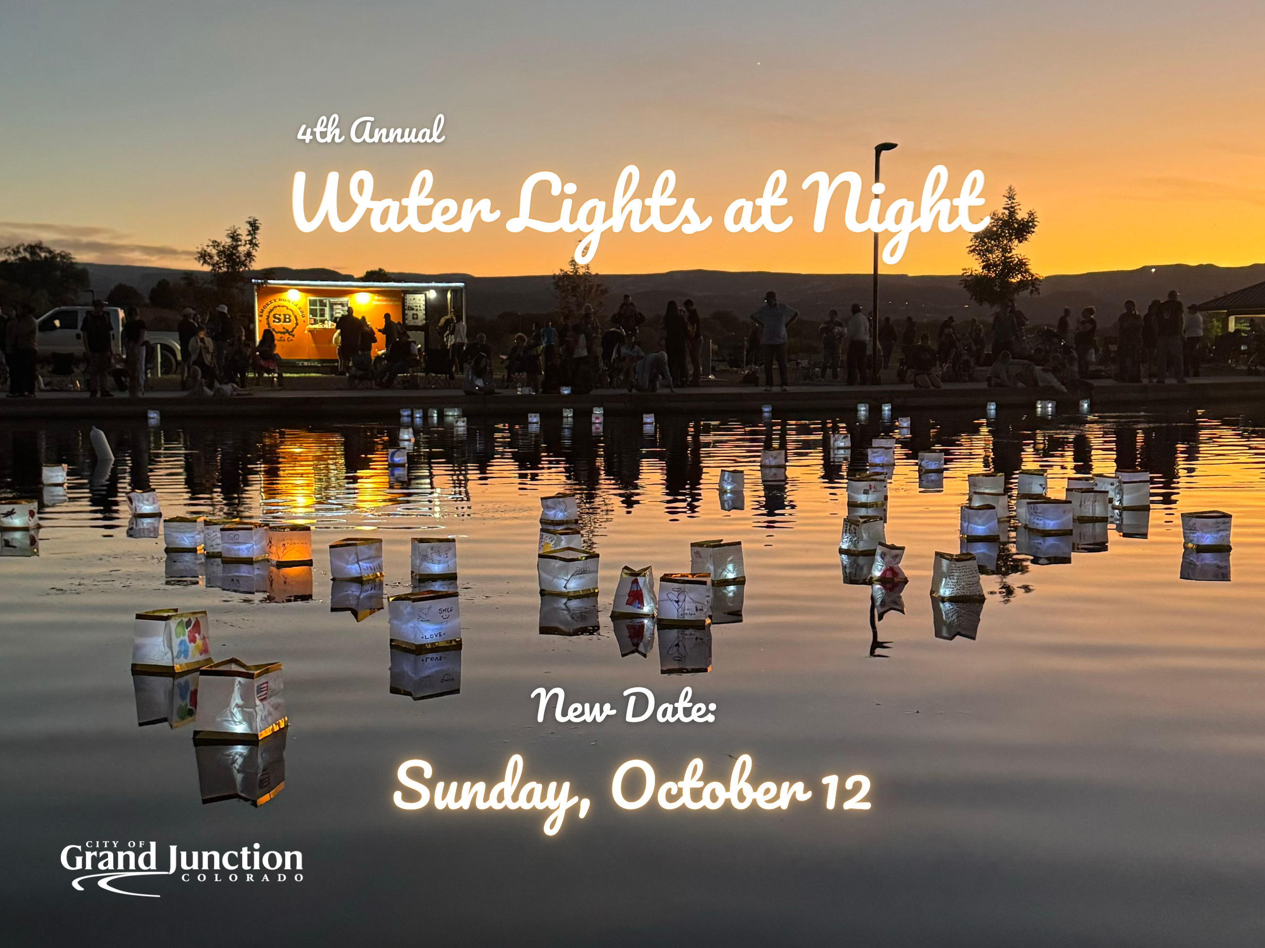 Butterfly pond at Las Colonias Park during the Water Lights at Night event 