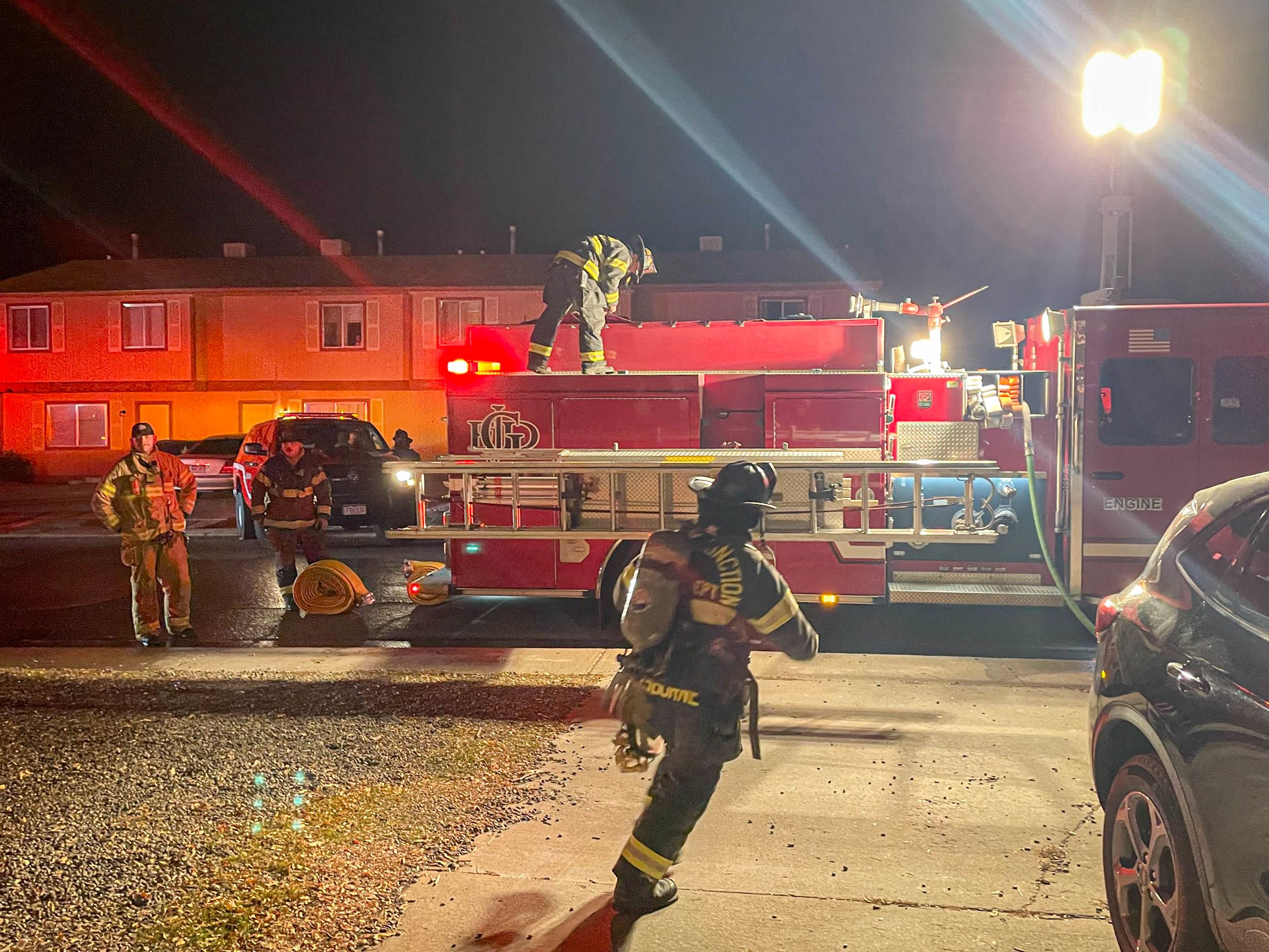 Firefighters respond to a bathroom fire on Dawn Drive.