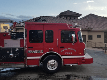 GJFD fire engine in front of home