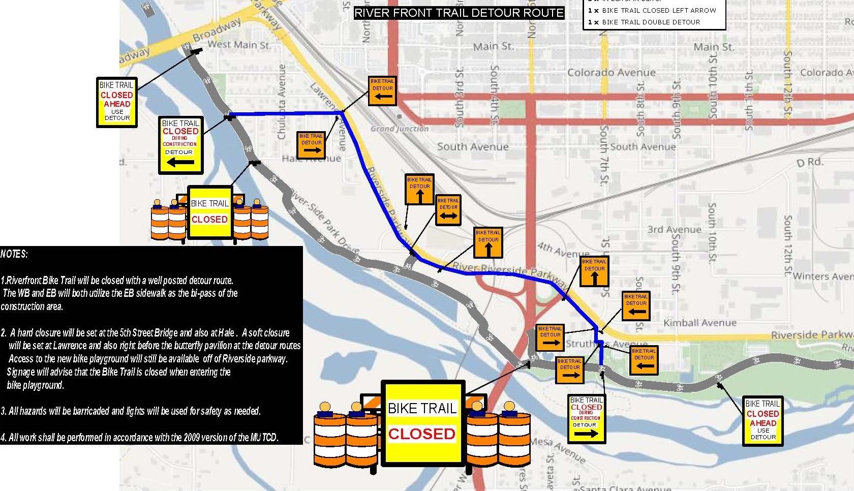 River Front Trail Detour Map