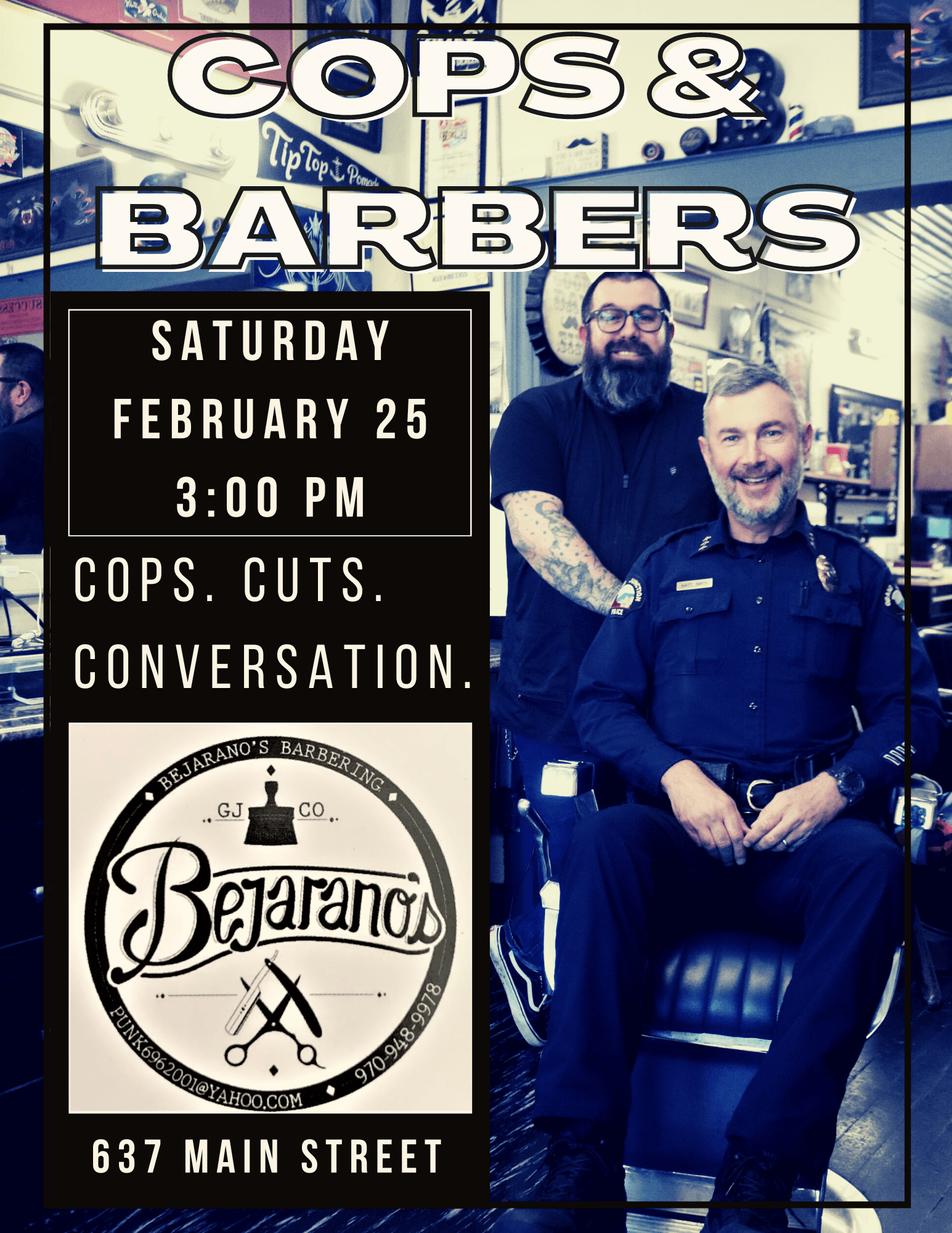 cops and barbers flyer