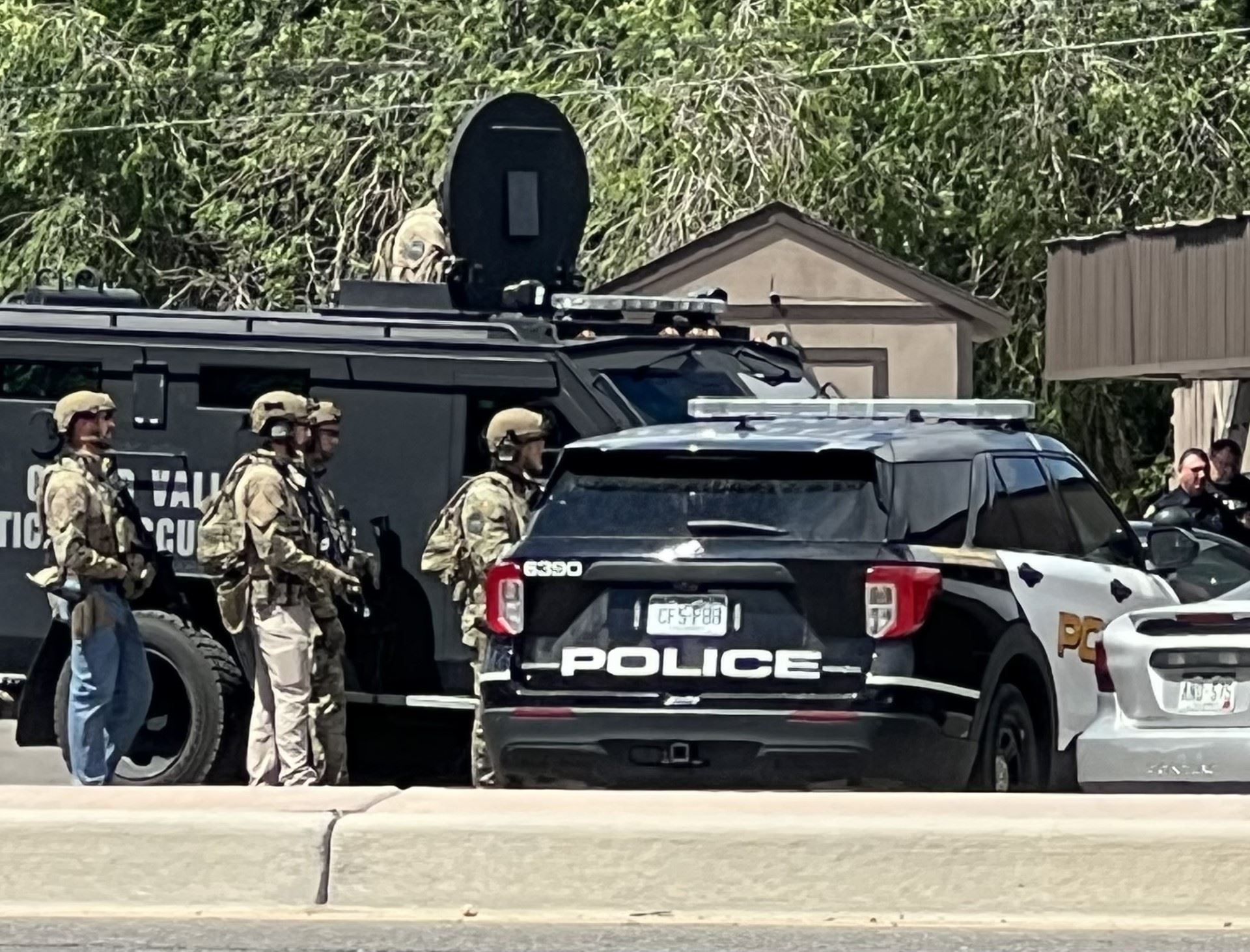 SWAT and police outside building