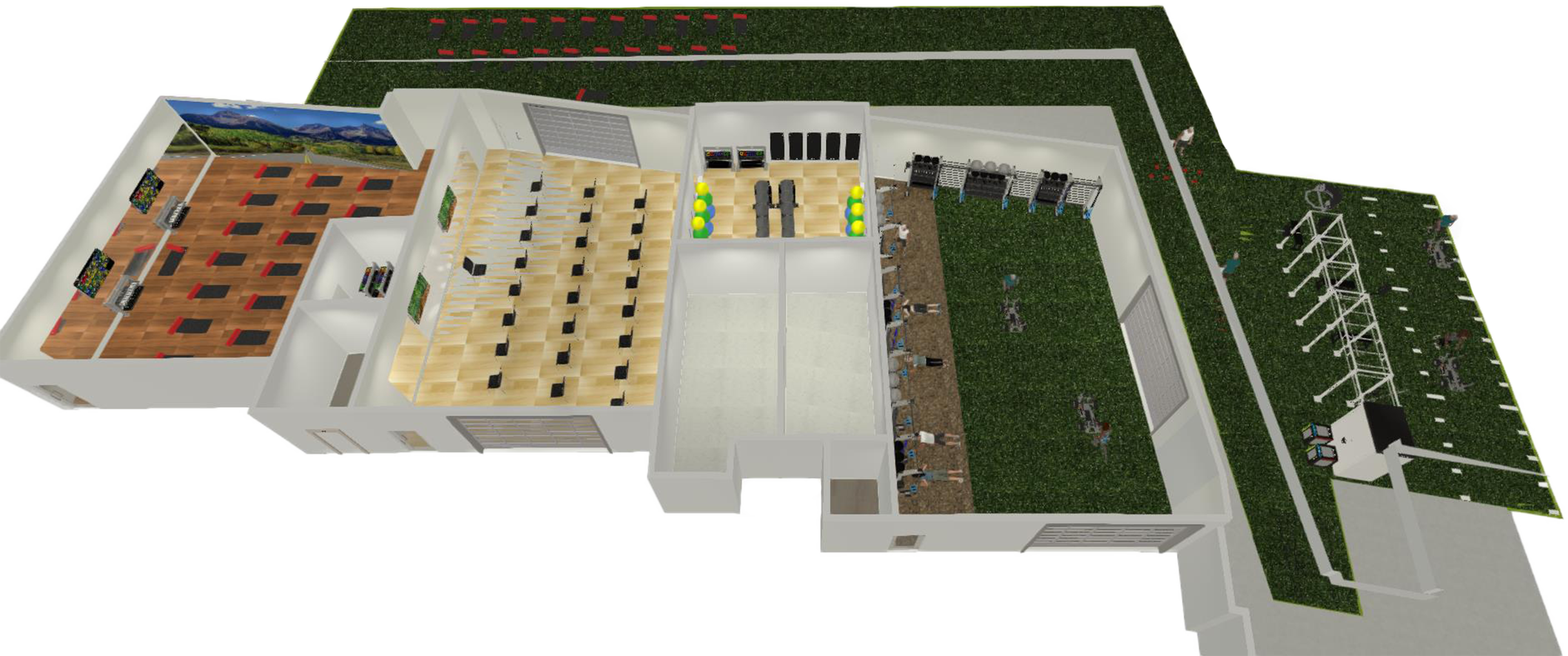 Lower Level Group Fitness Rooms Rendering