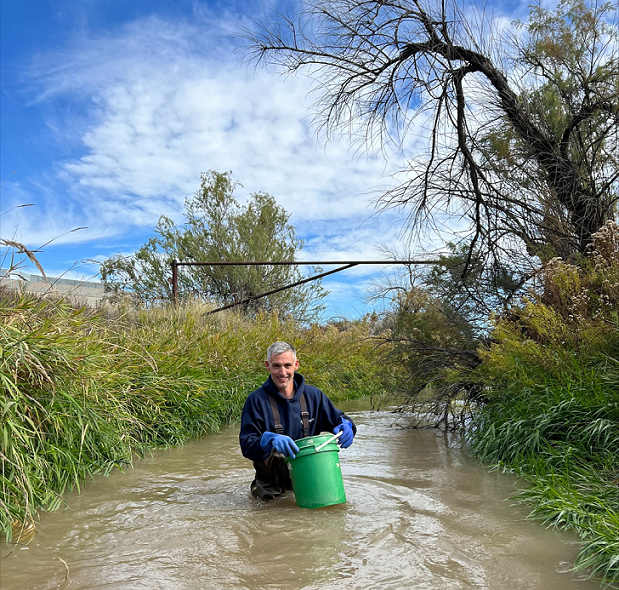 Aaron Rice assisting Parks and Wildlife with catching and cataloguing fish in the Persigo Wash