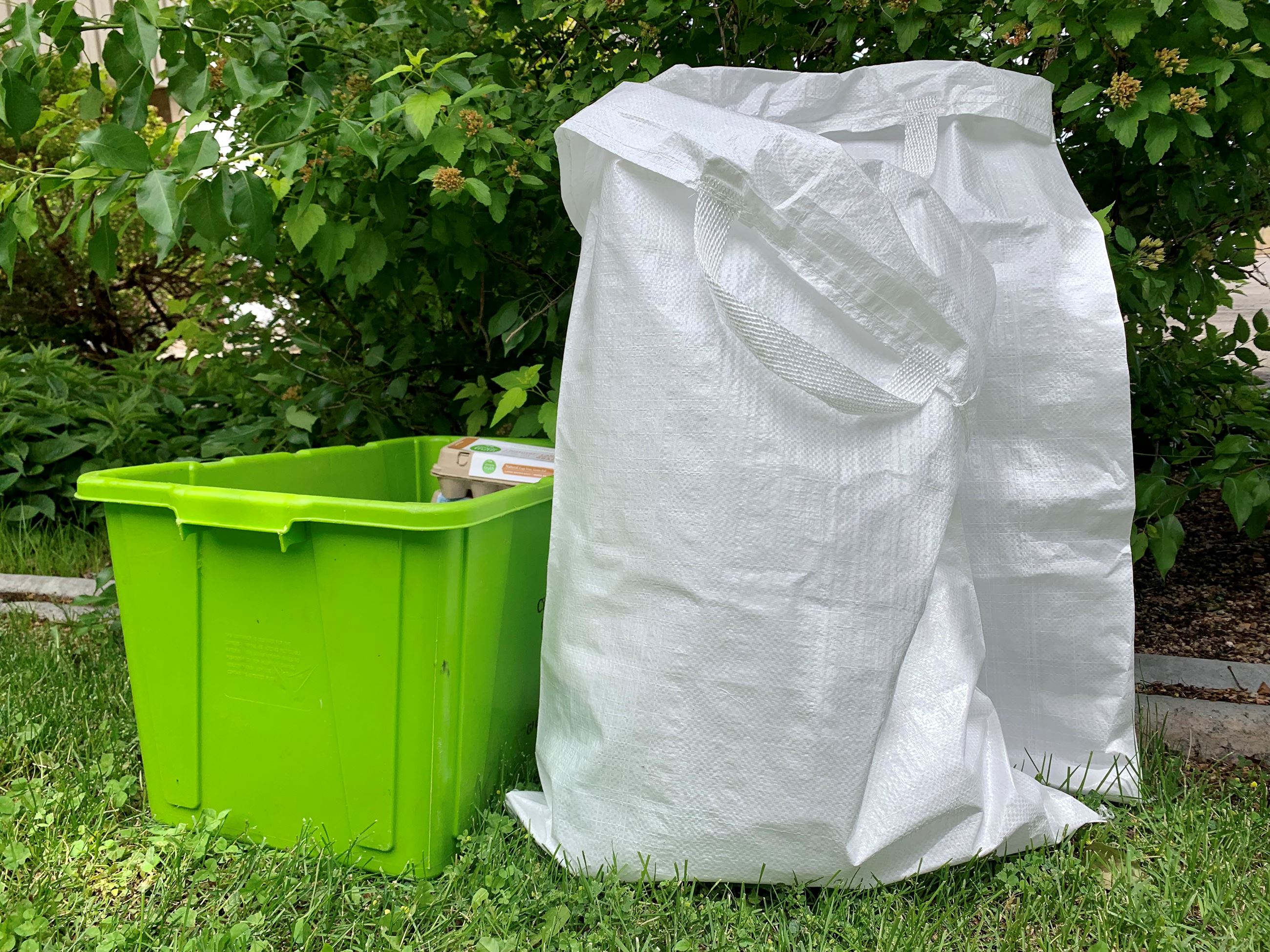 Small tub and two reusable plastic bags